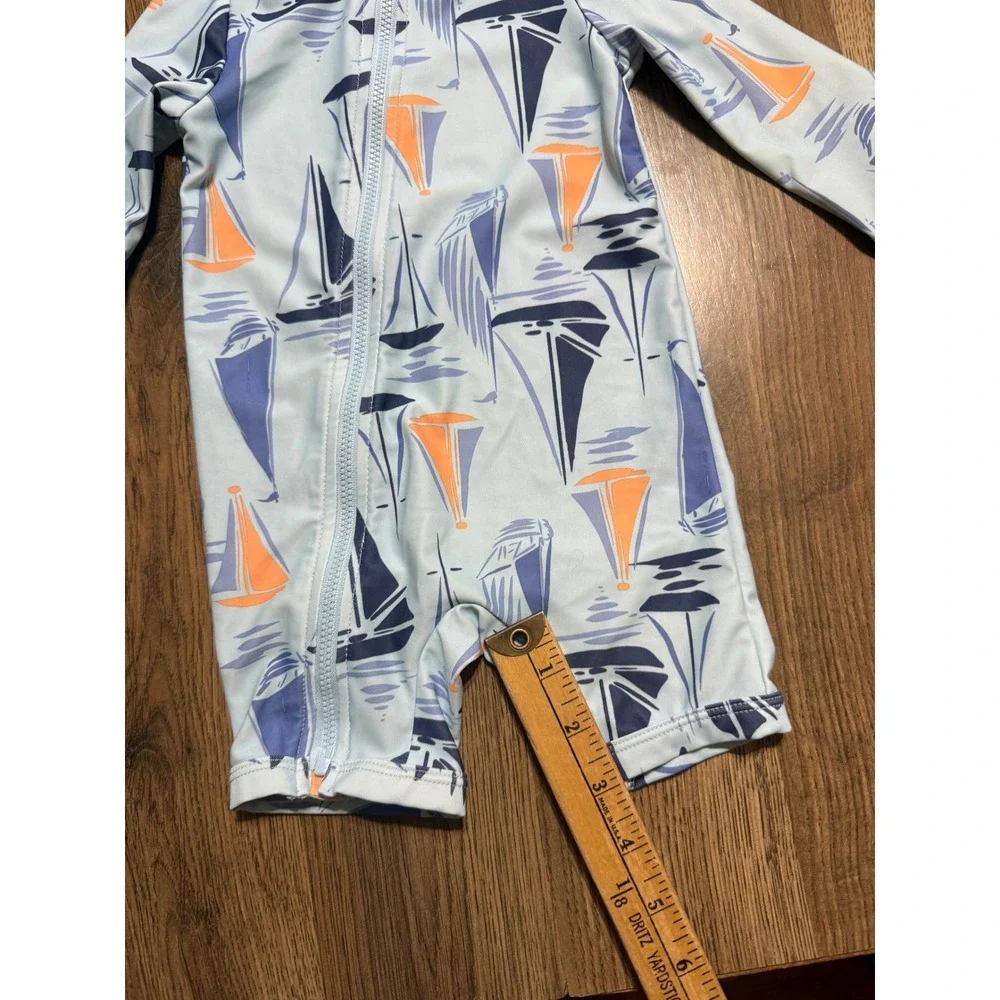 Carter's Just One You Romper Baby Size 9m Blue Sailboat Rash Guard Swimsuit